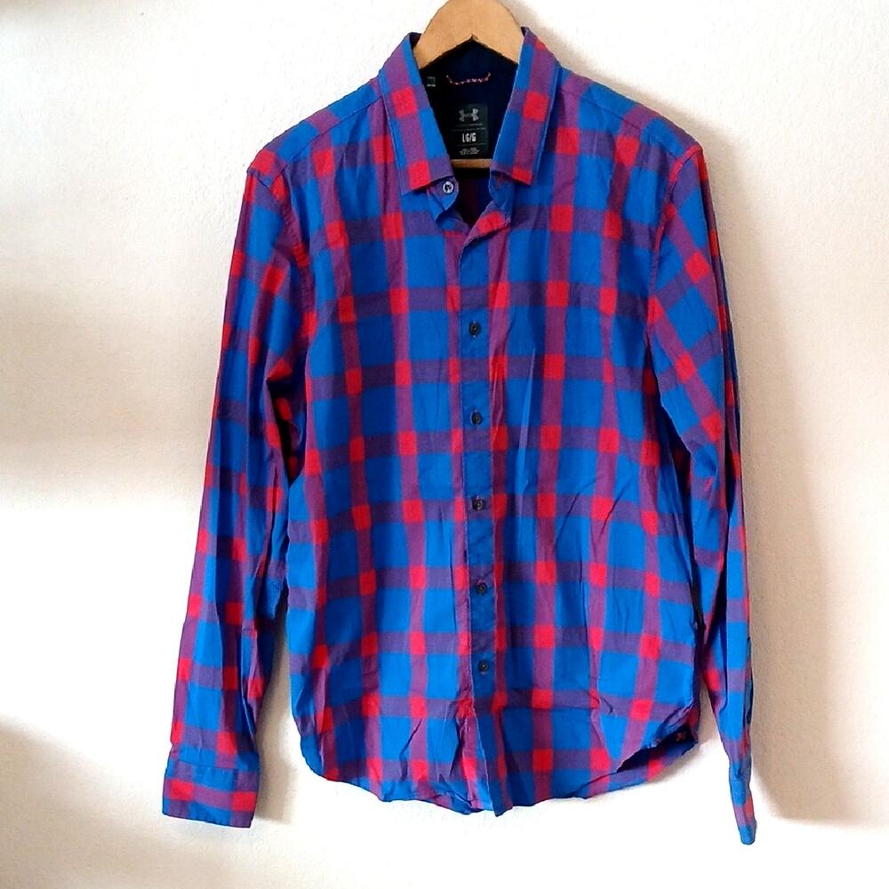 Under Armour Men's Plaid Activewear Button Up Long Sleeve Top